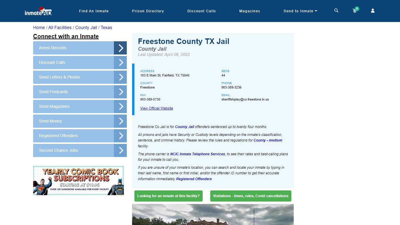Freestone County TX Jail - Inmate Locator - Fairfield, TX