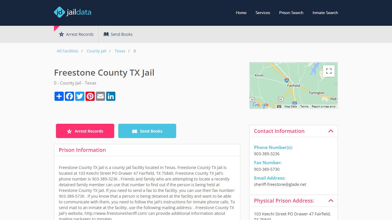 Freestone County TX Jail Inmate Search and Prisoner Info - Texas, TX